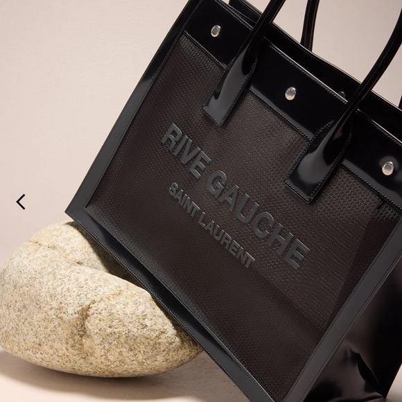 Saint Laurent Large Rive Gauche Logo Canvas Tote - Picture 9 of 9